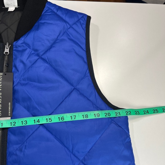 Banana Republic Reversible Quilted Puffer Performance Vest Mens M Black Blue NWT - Picture 10 of 15
